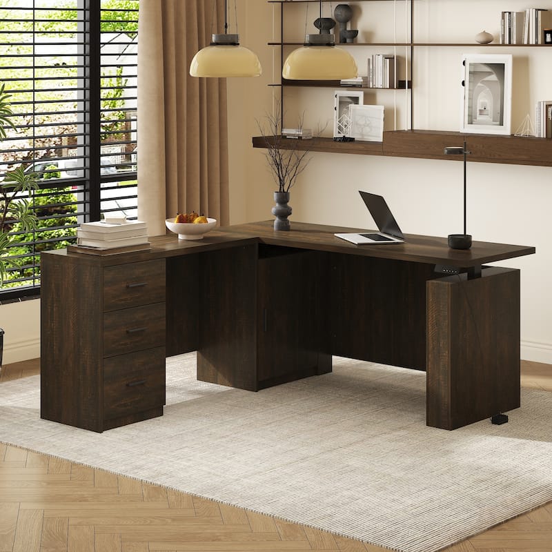 L-Shaped Office Computer Desk with Adjustable Tableboard Study Desk