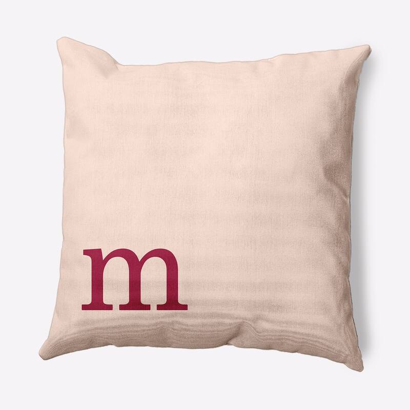 Modern Monogram Indoor/Outdoor Throw Pillow-M - 18" x 18" - Cranberry