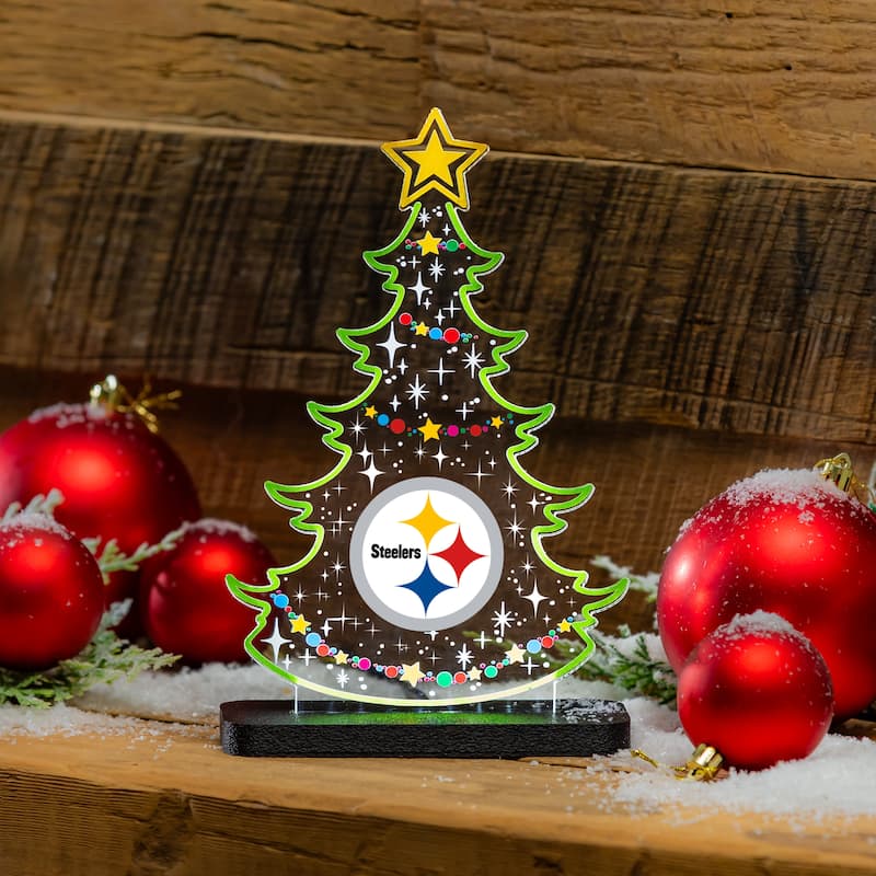 10" LED Tabletop Christmas Tree Desklite Sign, Pittsburgh Steelers