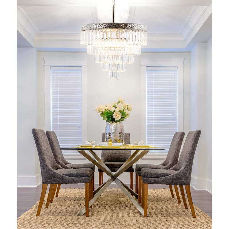 Gaines Crystal LED Chandelier, Polished Nickel/Clear by JONATHAN Y
