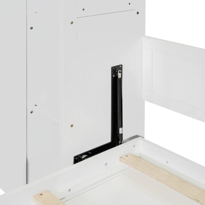 Queen Size Wall Bed with Shelves, Wardrobe, and LED Lights, Space-Saving Design