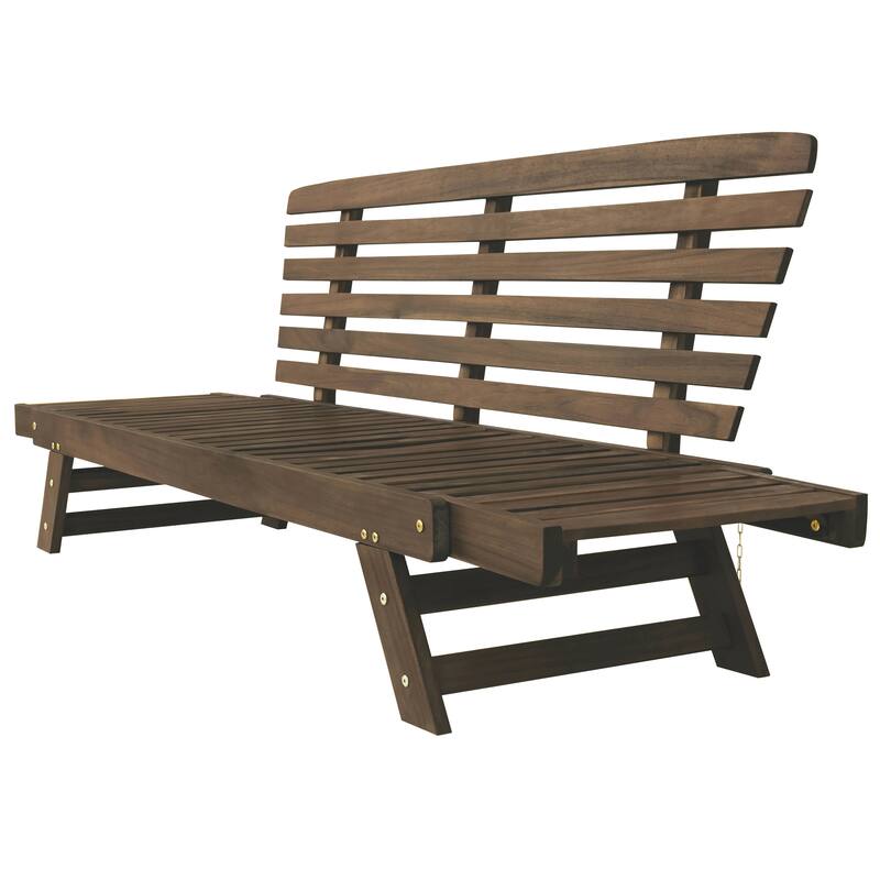 Outdoor Patio Solid Wood Daybed Sofa with Adjustable Armrests