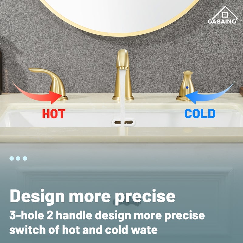 8 in. Widespread Double Handle Bathroom Faucet with Drain Kit Included