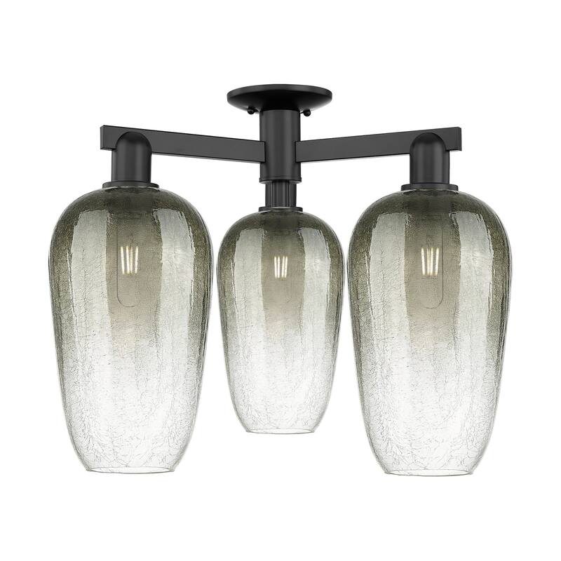 Innovations Lighting 716-3F-17-25 Brookhaven Flute Semi-Flush - Matte Black / Slate