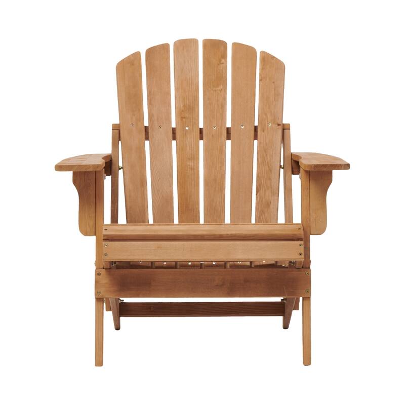 Oversize Wooden Outdoor Folding Adirondack Chair with Pre-Assembled BackRest & SeatBoard, Wood Patio Chair