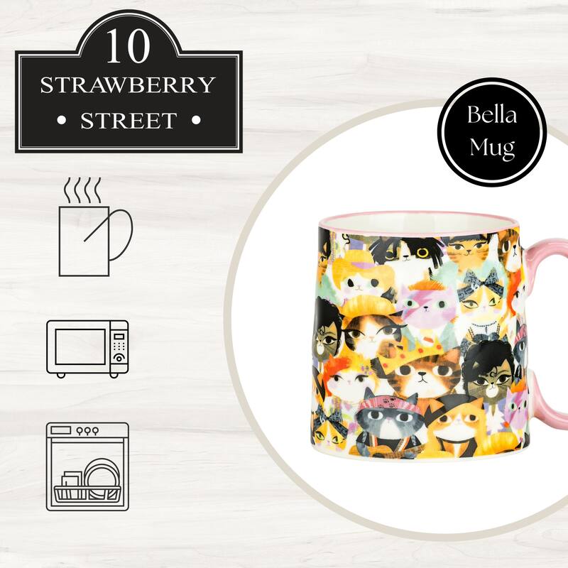 10 Strawberry Street Bella Animal Mugs, Set of 4