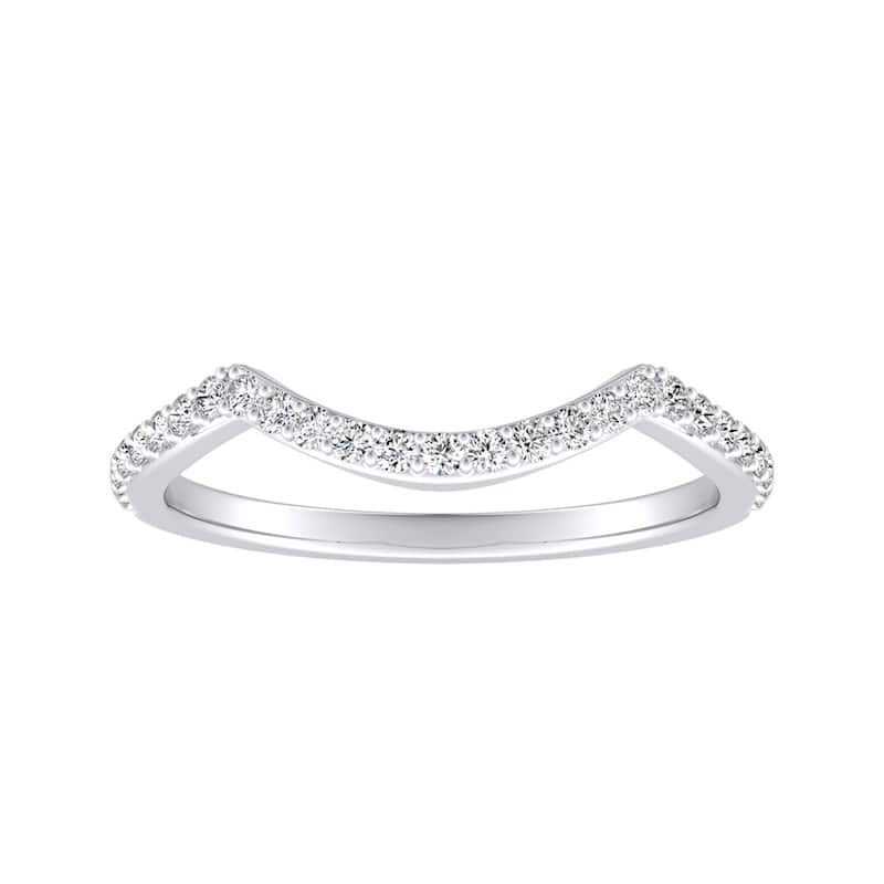 Auriya 1/6ctw Curved Diamond Wedding Band 18k Gold - White - 5.5