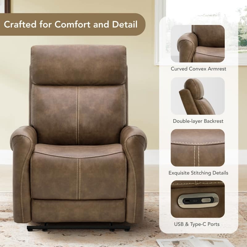 Spruce & Spring Margot Wall Hugger Power Recliner with USB Ports
