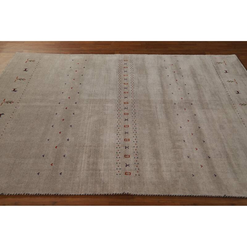 Gabbeh Oriental Area Rug Hand-Knotted Orange Wool Carpet - 5'9" x 7'8"
