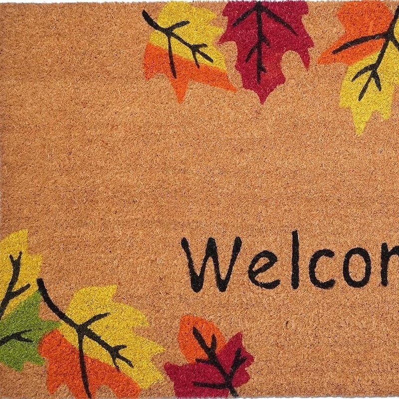 HomeRoots 24" X 36" Natural And Brown Fall Welcome Outdoor Coir Door Mat - 24.00' X '36.00