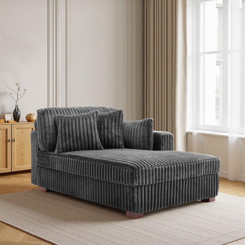 DREAMSIDEA Oversized Right Facing Chaise Lounge Lofa - Grey/2 Pillows