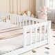 preview thumbnail 6 of 45, Twin Size Kids Bed Frame, Double Twin Floor Bed with Fence Guardrails