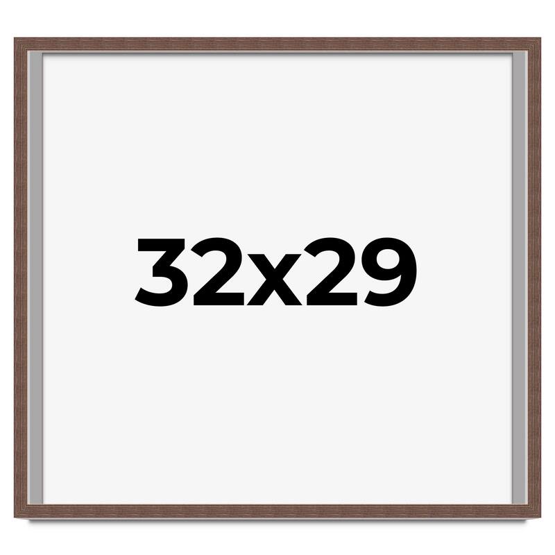 32x29 Shadow Box Frame Brown | 1.125 inches Deep Real Wood Rustic