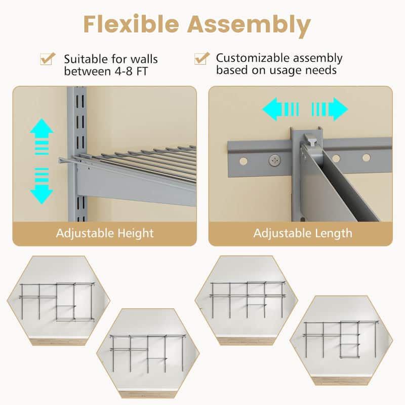 Costway 4-8 FT Wall-Mounted Closet Organizers and Storage System with - See Details