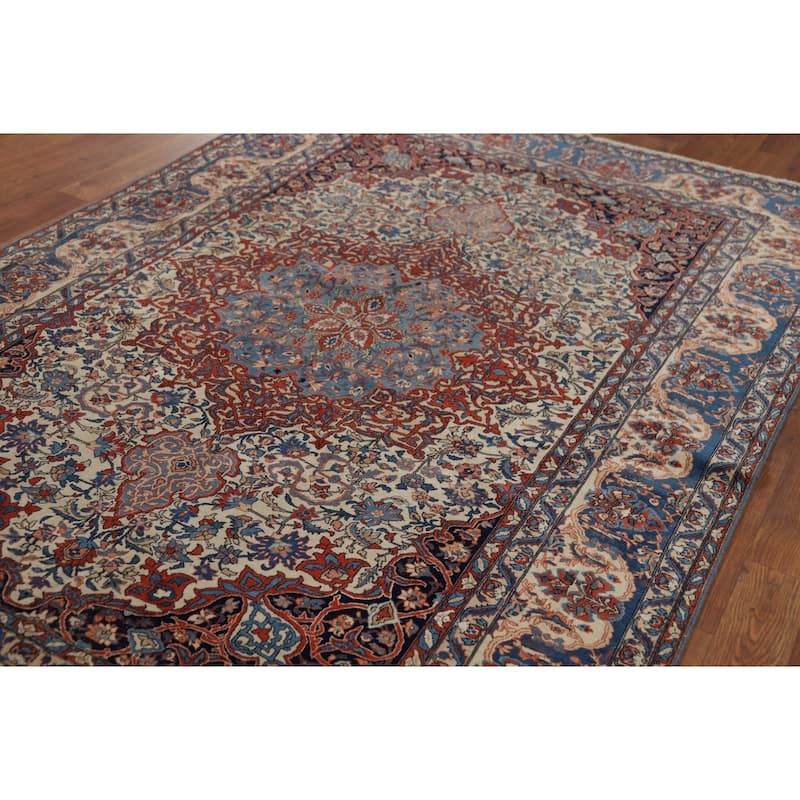Pre-1900 Antique Isfahan Vegetable Dye Persian Rug Handmade Wool Carpet - 4'7" x 6'7"