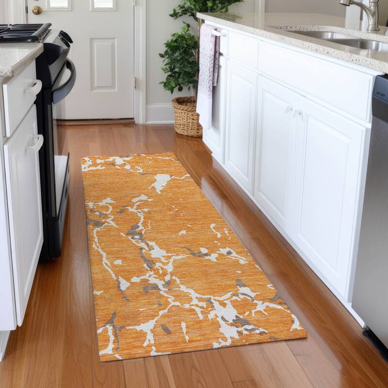 Premium Washable Super Soft Abstract Abrash Mayfield Rug - Orange - 2'3" x 7'6"