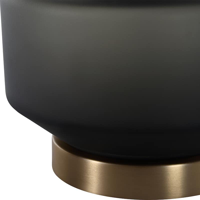 Frosted Glass Base Table Lamp with Tapered Shade - 28" - Black