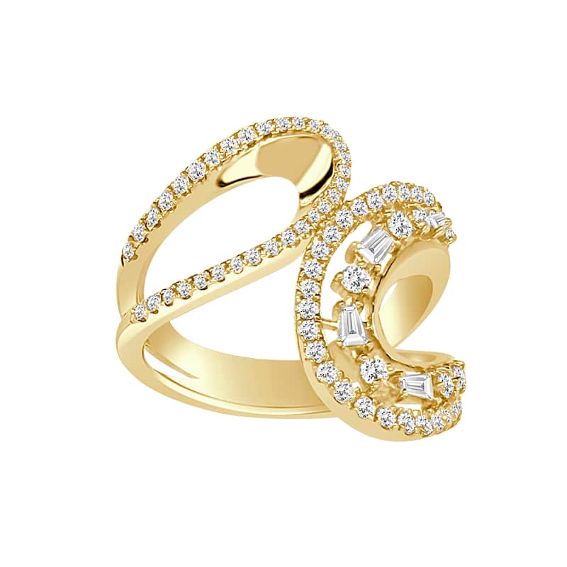 Auriya 14k Gold Lab Grown Baguette and Round Diamond Double Loop Ring 0.63 ct. tw. (F-G, VS)