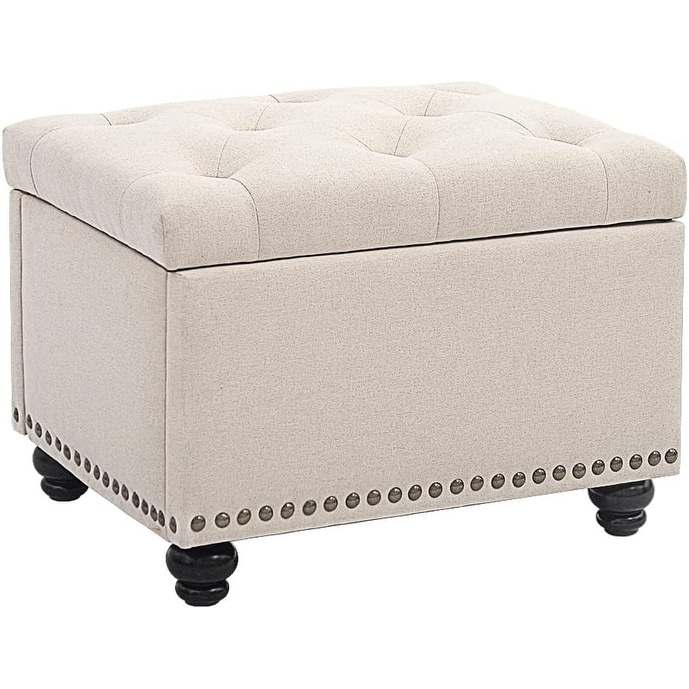 24" or 18" modern Tufted Storage Ottoman Bench, Rectangular Footstool