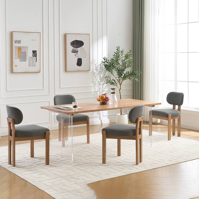 Wooden Dining Chairs Set of 2, Modern Fabric Upholstered Dining Room Chair Kitchen Chairs, Dinner Chair for Kitchen Dining Room