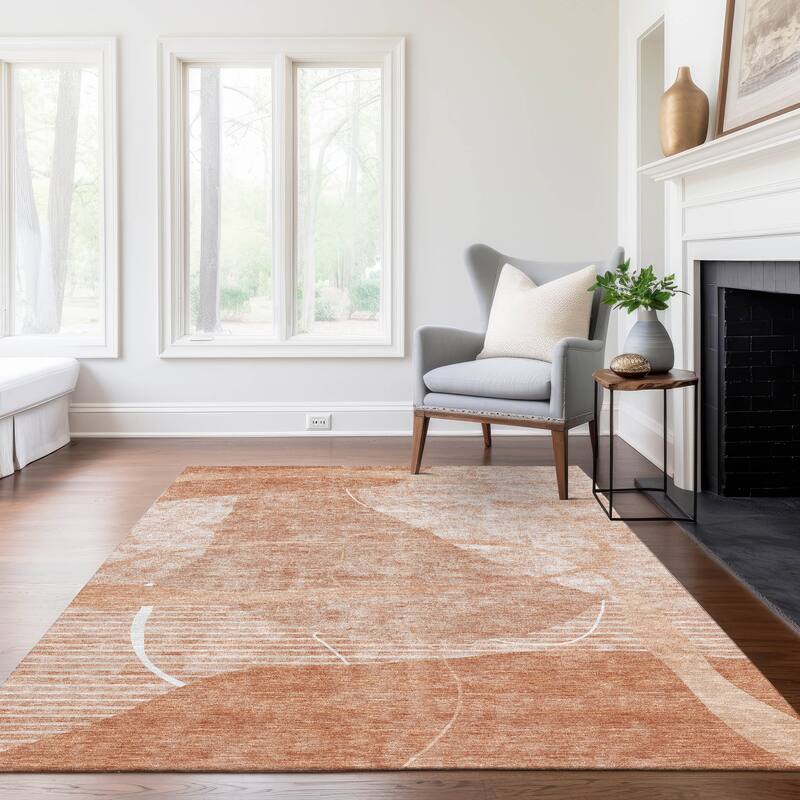 Machine Washable Indoor/ Outdoor Chantille Abstract Modern Rug