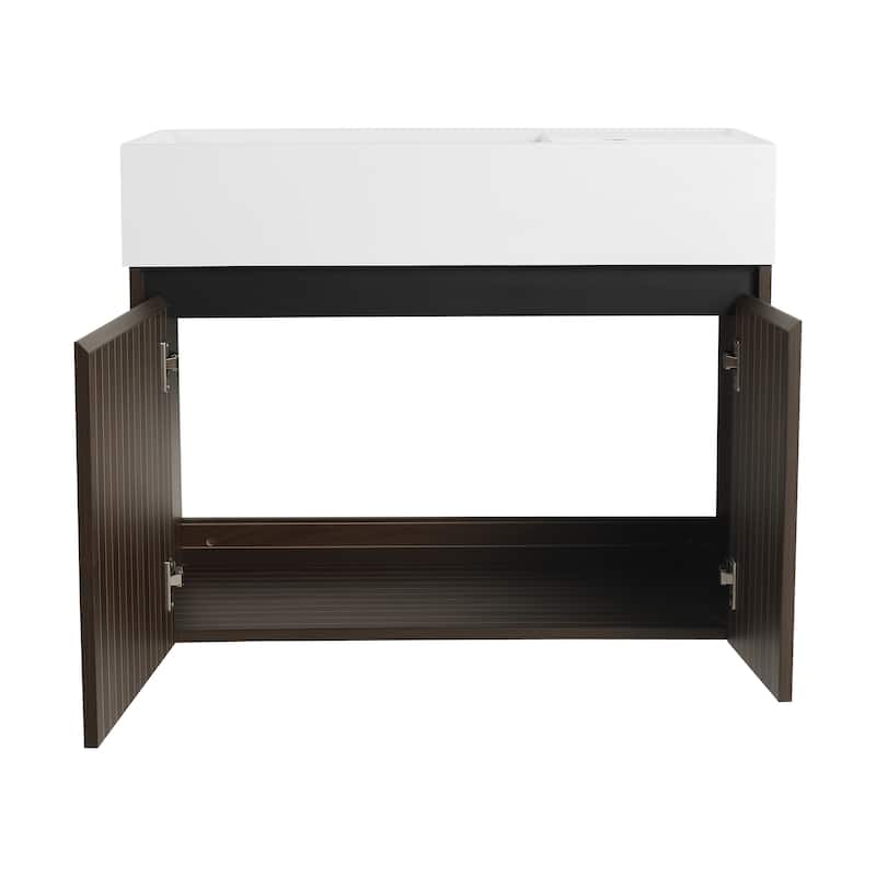 30 Inch Bathroom Cabinet With Sink,Soft Close Doors,Float Mounting Design, For Small Bathroom