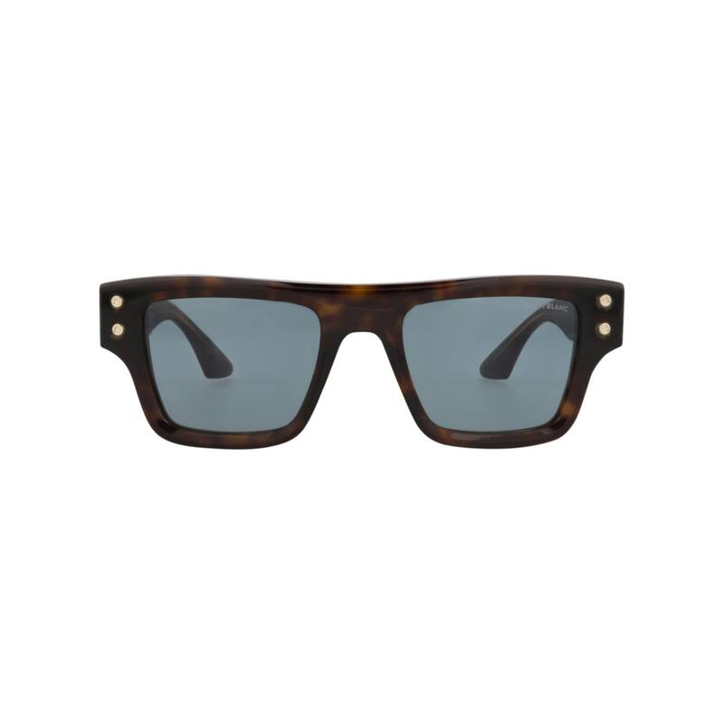 Montblanc Square-Frame Recycled Acetate Sunglasses - Havana Havana Blue - Multi - Blue Lens