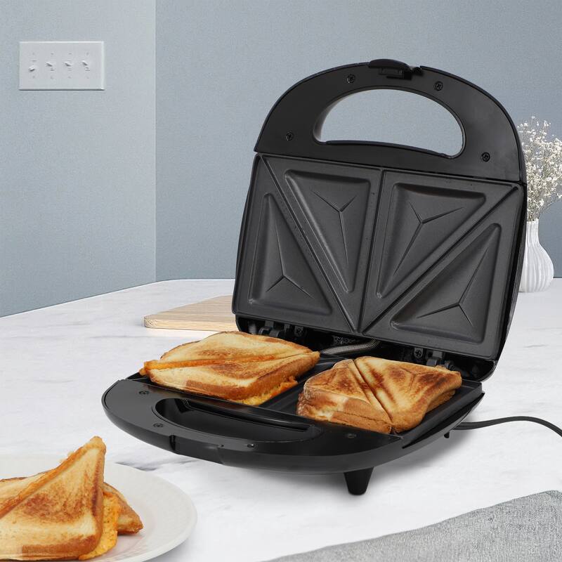Electric Compact Non-Stick Plate Cool-Touch Handle Indicator Lights Sandwich Maker