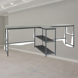 83-Inch Double Desk Workstation with Ample Storage, Adjustable Feet ...