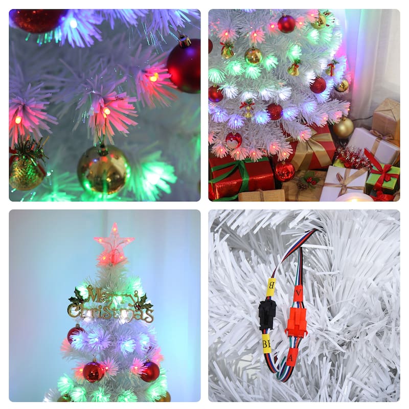 HOMCOM 6 ft. Prelit Artificial Christmas Tree with Stand, Colored Christmas Tree