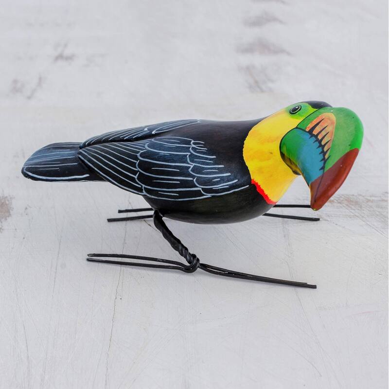 NOVICA Handmade Keel-Billed Toucan Ceramic Figurine (Guatemala) - 5.5 " L x 3.1" W x 2.4 " D