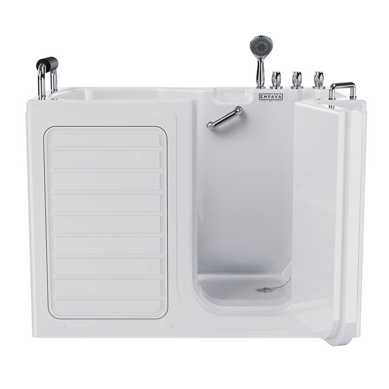 54 in. x 30 in. Right Drain Deep Soaking Walk-in Bathtub - Outward Opening Door - Low Threshold for Senior Care in White