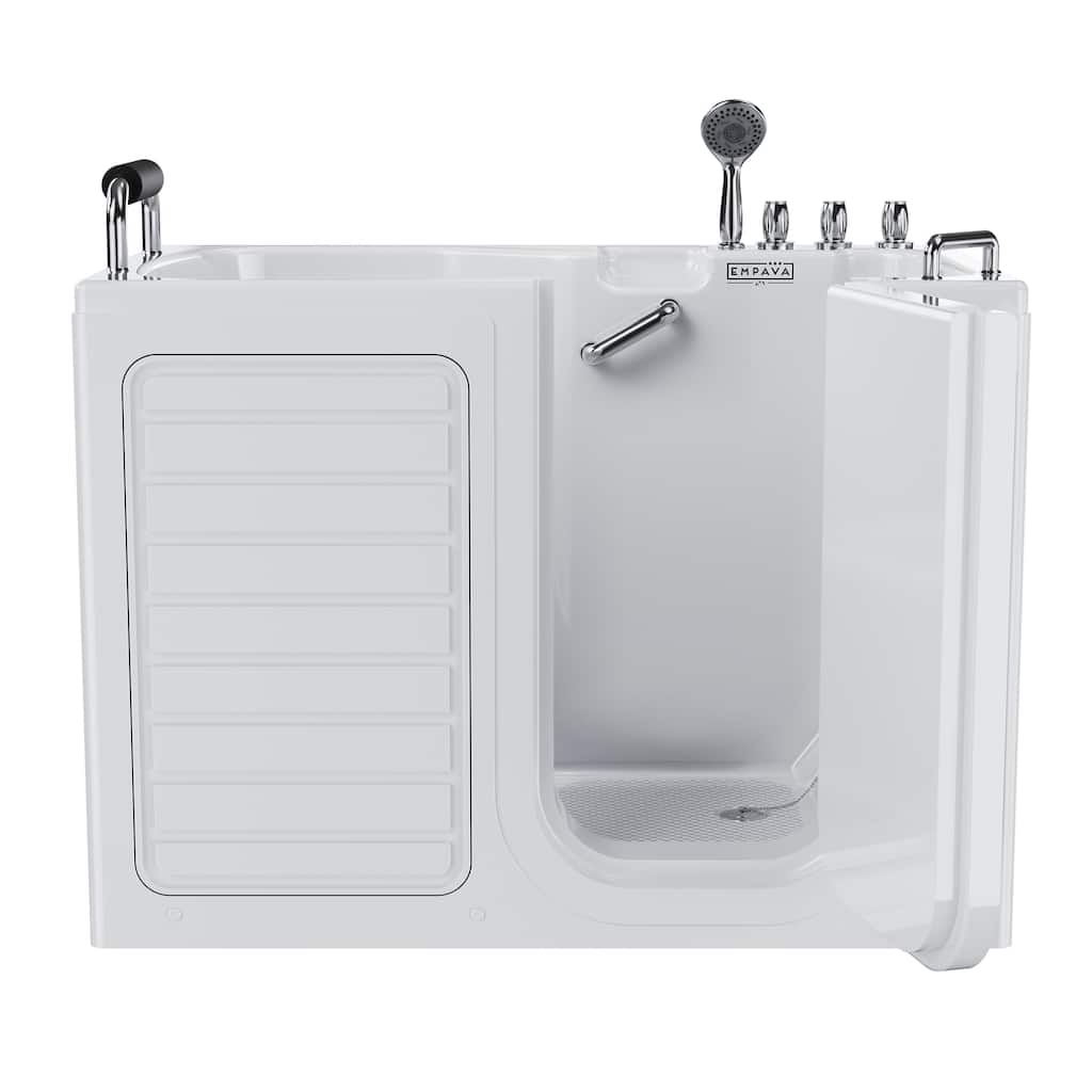 54 in. x 30 in. Right Drain Deep Soaking Walk-in Bathtub - Outward Opening Door - Low Threshold for Senior Care in White