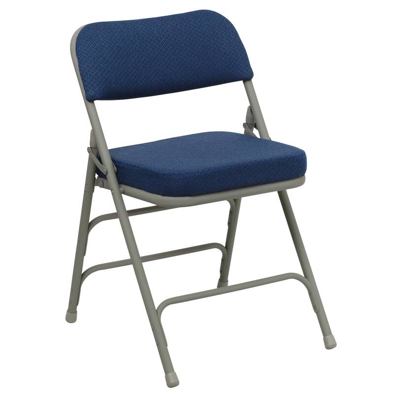 2 Pack Curved Triple Braced & Double Hinged Upholstered Metal Folding Chair