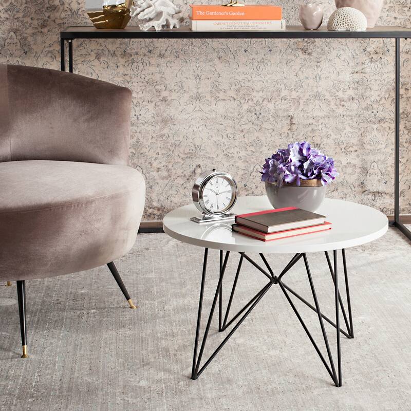 SAFAVIEH Glennis Mid-Century Modern Light Grey / Black End Table - 23.6" x 23.6" x 15.8" - 24Wx24Dx16H