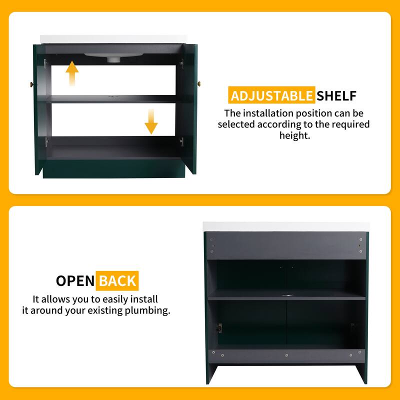 Beingnext 24"/30"/36" Bathroom Vanity with Sink, Freestanding Bathroom Vanity with Soft Close Door and Adjustable Shelf