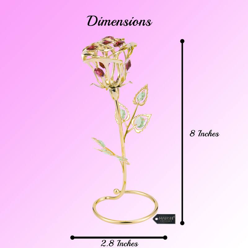 Matashi 24K Gold Plated Rose Flower w/ Red, Pink & Green Crystals