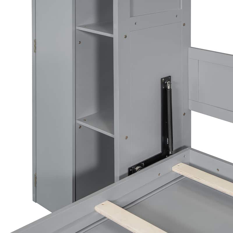 Roomfitters Full/Queen Size Murphy Bed Wall Bed with Shelves, Wardrobe and LED Lights