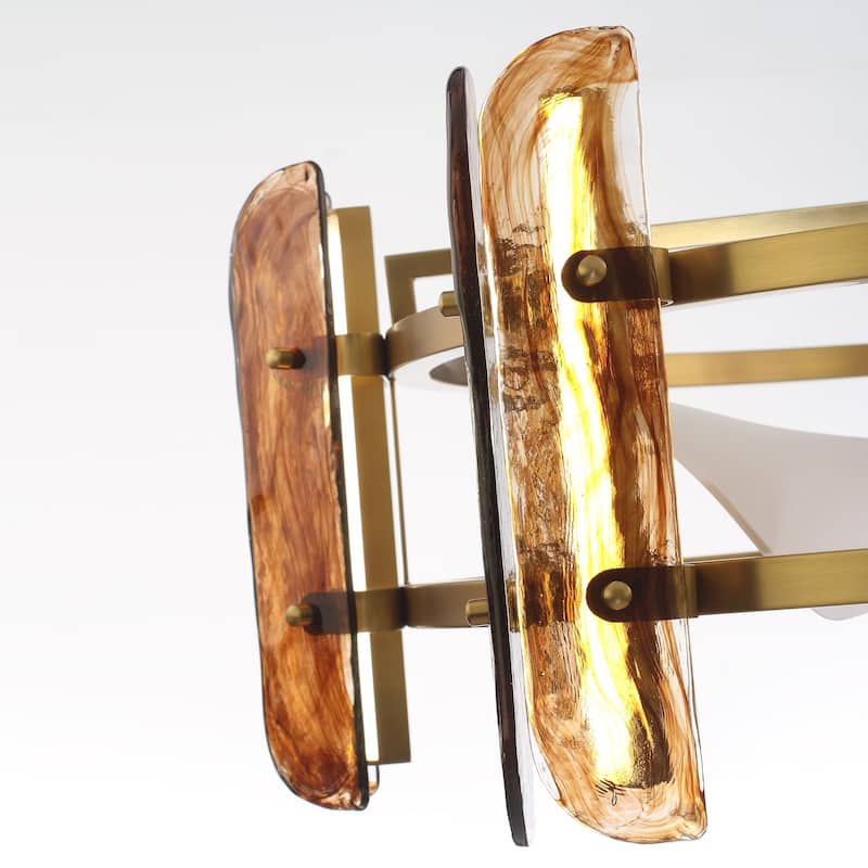 Ceiling Fan 32" Perimost 3-Blade Modern Gold Glass LED