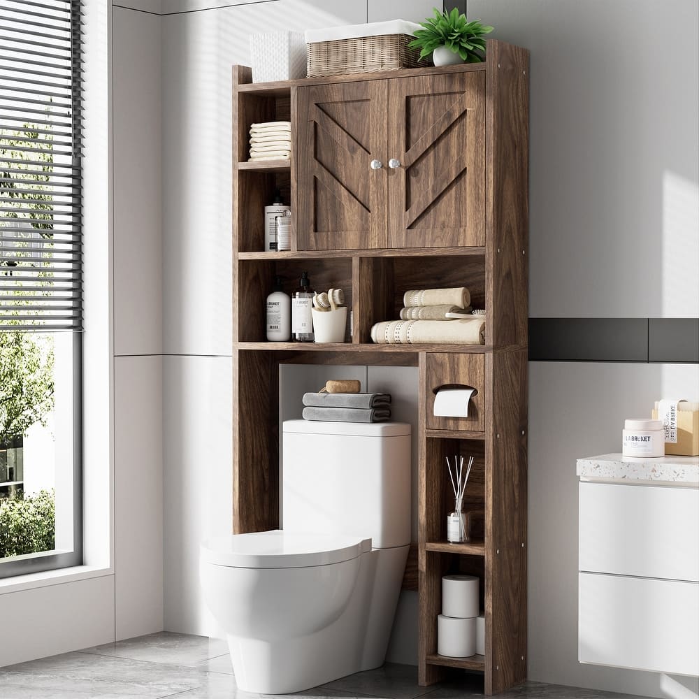 Over-The-Toilet Bathroom Storage Cabinet with Tissue Holder