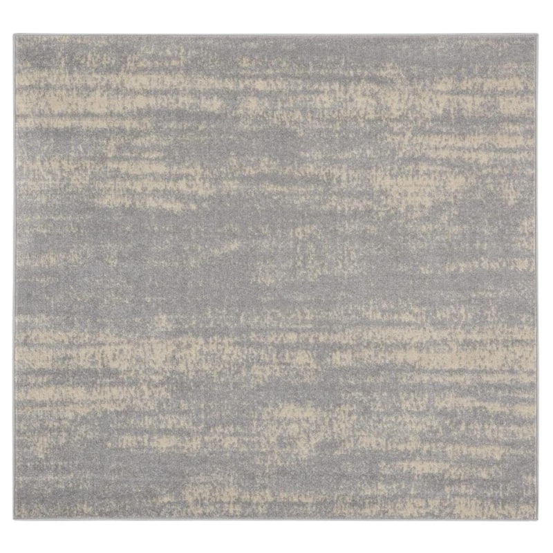 HomeRoots Abstract Contemporary Square Outdoor Rug - 5' Square - Beige/Grey - 5' Square