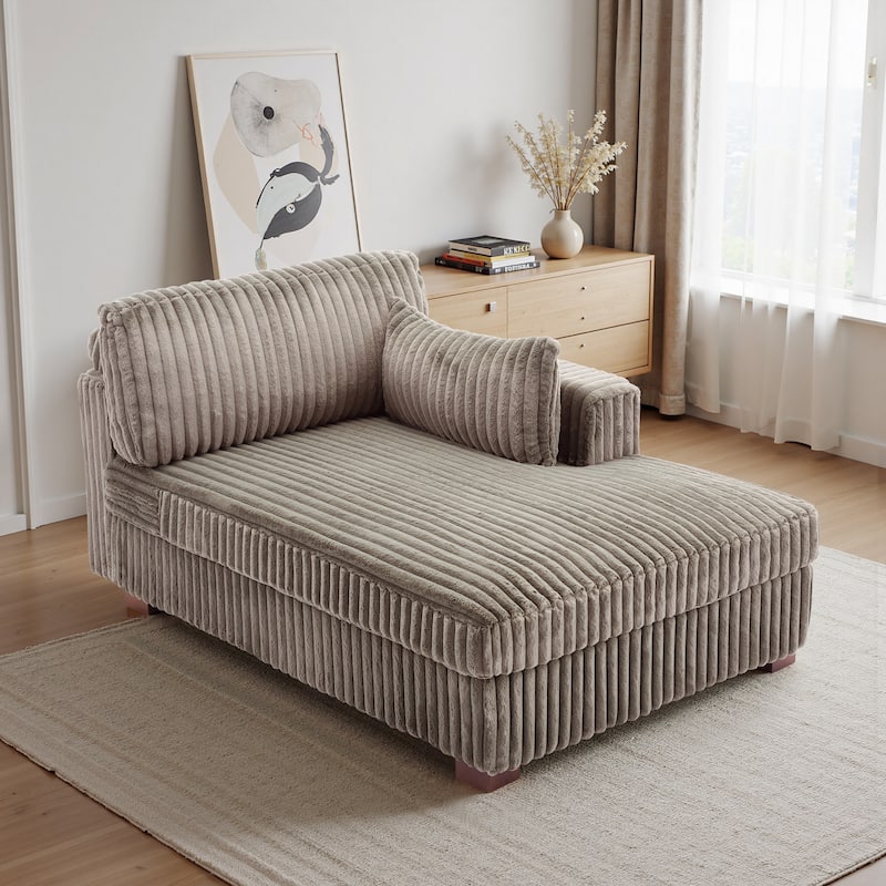 UIXE Modern Plush Corduroy Indoor Chaise Lounge Chair
