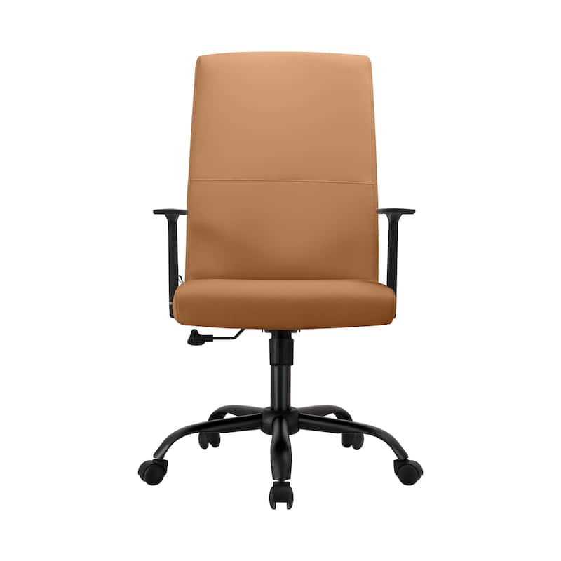 LeisureMod Evander Faux Leather Office Chair in Aluminum with Adjustable Height