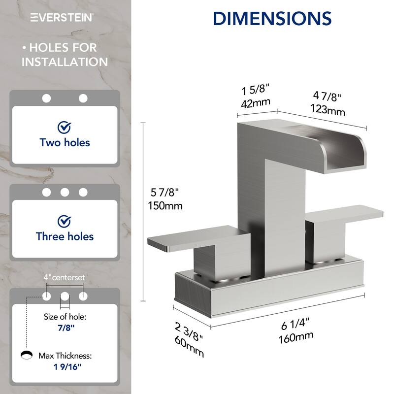 Centerset Bathroom Faucet 2-Handle, 4 Inch Bathroom Sink Faucet with Drain Assembly