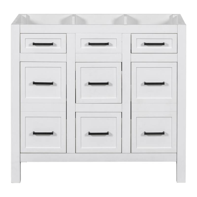 2-Door 4-Drawer Bathroom Vanity Cabinet with Durable Construction and Flexible Storage(Sink not included) - 17.8in L - White