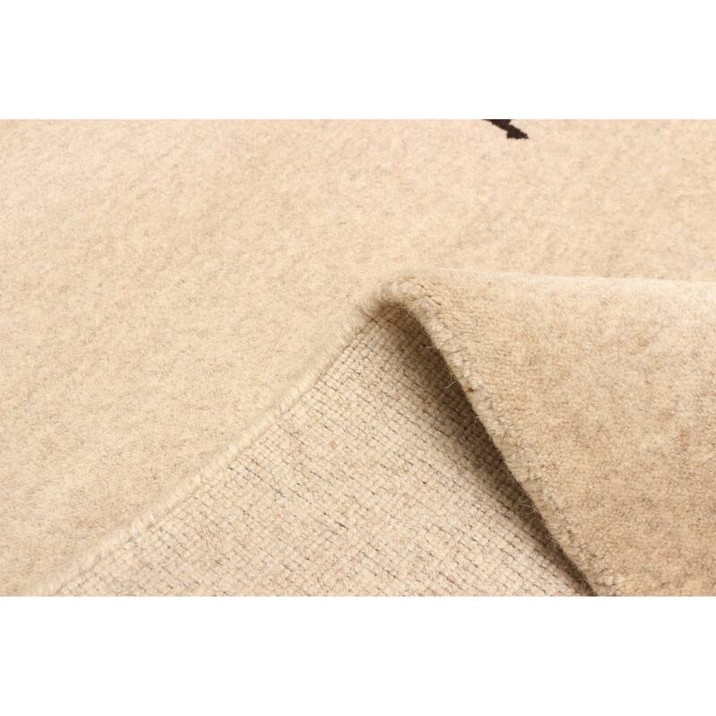 ECARPETGALLERY Hand Loomed Kashkuli Gabbeh Beige Wool Rug - 2'8 x 7'7