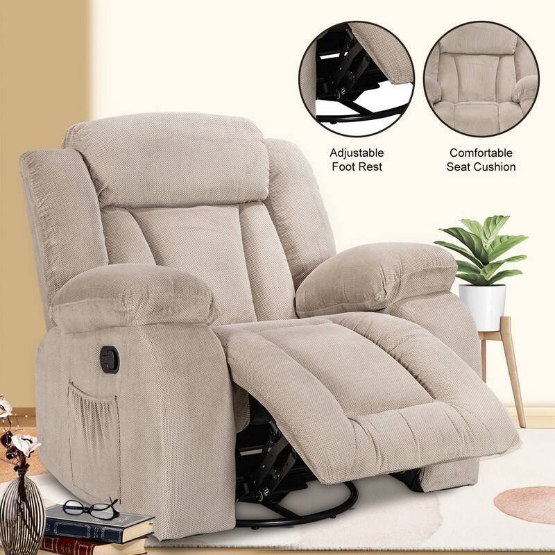 Rocker and Swivel Upholstered Recliner - Khaki