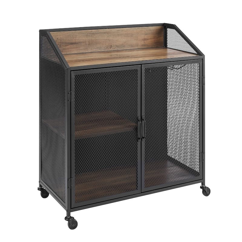 Walker Edison Pierpont Industrial Mesh Bar Cabinet