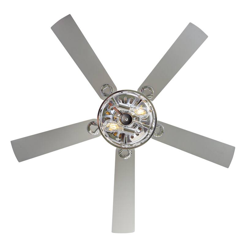 52" Reversible 5-Blade Caged Ceiling Fan with Light and Remote
