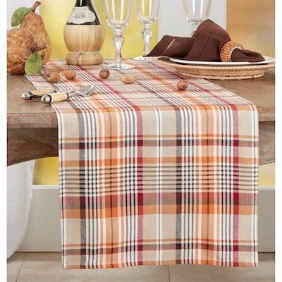 Multi-Color Table Runner With Plaid Design